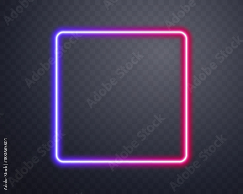 Glowing neon frame with glowing pink and purple light effects, futuristic portal gateway, vibrant and LED illumination border, abstract vector frame composition.