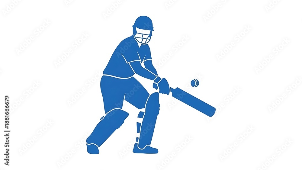 Obraz premium Cricket player in action hitting ball with bat