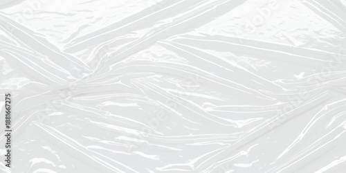 Abstract background of wrinkled white plastic foil showing delicate folds and light reflections