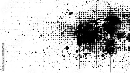 Monochrome Halftone Noise Texture. Rough Urban Halftone Dots Background. Vector Design.