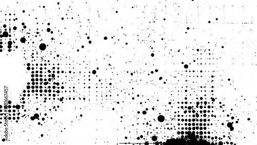Worn Halftone Grunge Surface Background. Monochrome Halftone Noise Texture. Vector Texture Background