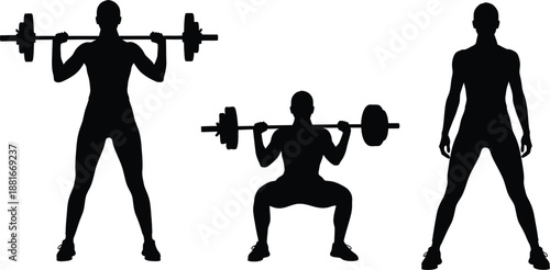 Silhouette of woman performing squats with dumbbells
