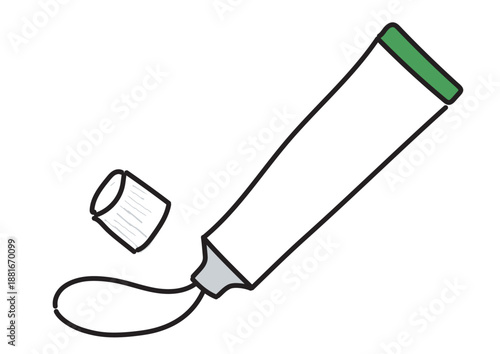 緑色のチューブから軟膏を出しているイラスト