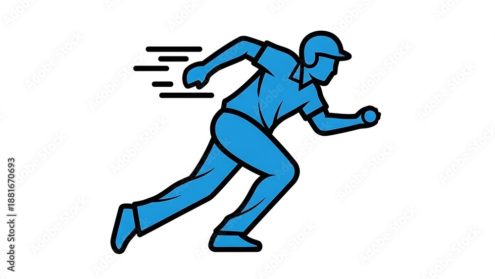 Fototapeta premium Dynamic blue runner in motion with motion lines behind