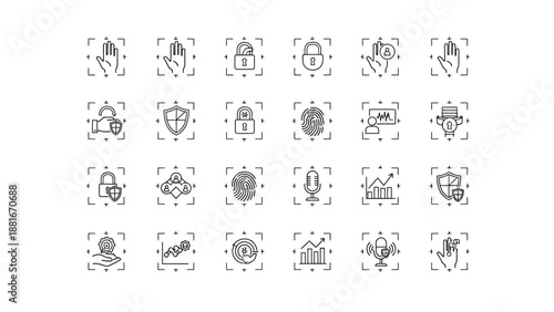 Collection of business and security icons in flat design vector illustration