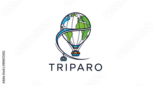 Hot Air Balloon Logo with Globe.