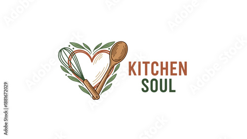 Kitchen Soul Logo with Heart Utensils.