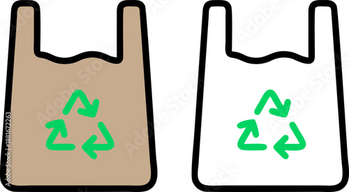 Eco Friendly Shopping Bag with Recycle Triangle Symbol Icons