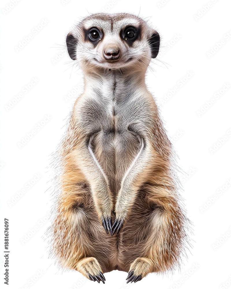 Fototapeta premium Cute Meerkat Standing Upright with Adorable Expression