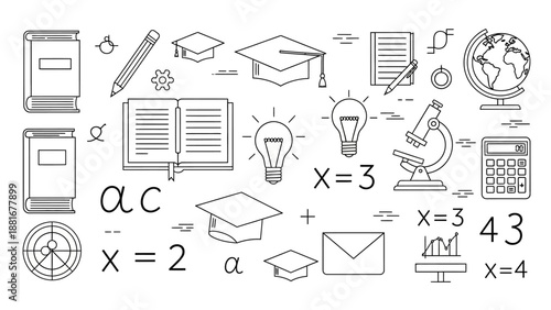 Education and Science Icons: Learning, Discovery, and Academic Success Symbols
