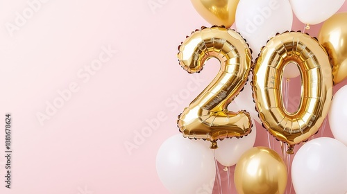Stylish 20th Birthday Celebration with Gold Balloons