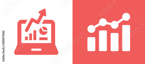 Laptop with business analytics displayed showing market growth