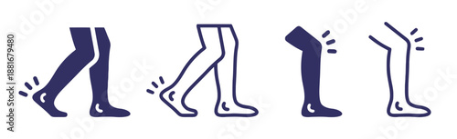 Legs vector icon set in various poses and styles