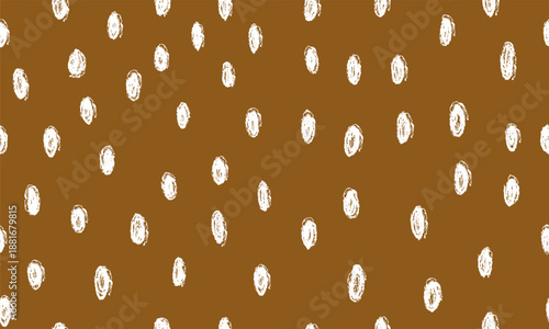Deer skin texture with white dots. Woodland animal fur pattern in brown and orange. Seamless nature background.