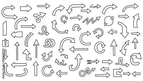 Diverse Collection of Hand-Drawn Arrows and Symbols for Design and Navigation