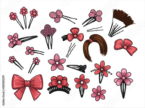 Assorted Hair Accessories Collection with Bows and Flowers