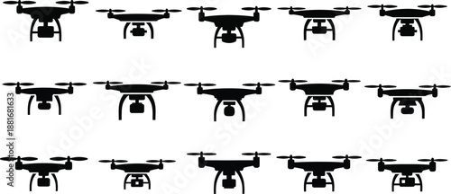 Drone icons or silhouettes. 