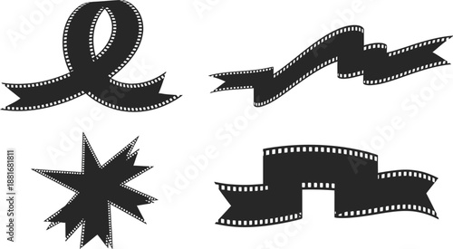 Film strip royalty ribbon design elements for cinema and photography themes. 