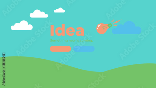 Lightbulb Idea Concept: "Something New Is Coming" Launch Banner. Flat design illustration for future development, inspiration, and innovation announcement.