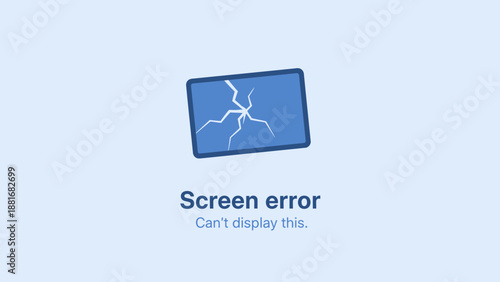 Broken Screen Error Notification. System Failure Icon for Website 404 Pages, Device Damage Alert, and UX/UI Design Vector Illustration.