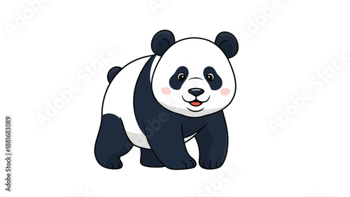 A cute cartoon illustration of a giant panda bear standing on a white background.