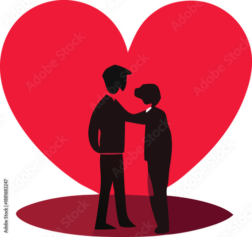 A father and son sharing a tender moment within a heart symbol