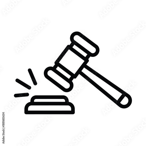 Judge Gavel Striking Block Vector Illustration