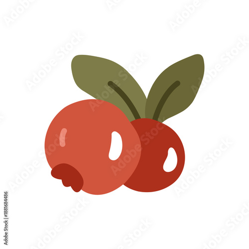 Berries isolated on a white background. Vector hand-drawn illustration in flat style. Perfect for decorations, logo, autumn and forest themes, various designs.