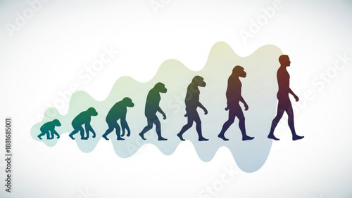 A vector graphic illustration of human evolution in a minimalist style