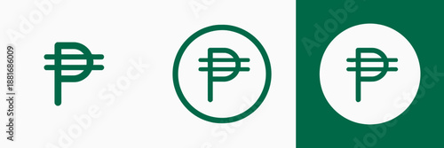 Philippine peso sign symbol icon in outline and glyph