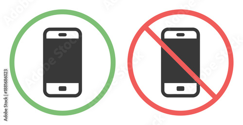 Phone use is allowed or prohibited sign vector illustration