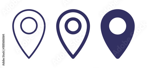 Pin point location icon with different outlines vector