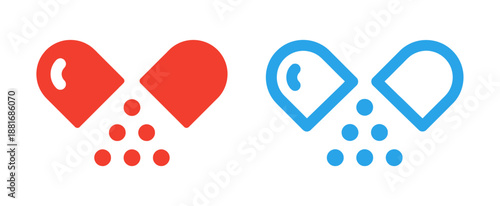 Pill icons for medicine and health on white background