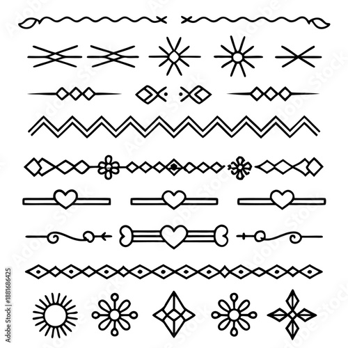Decorative border elements vector icon set for design and branding