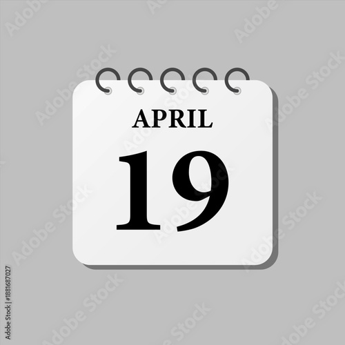 Icon page calendar day - 19 April
