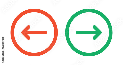 Right and left arrows inside round frames