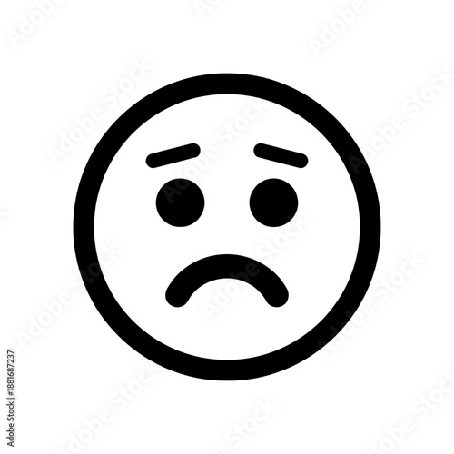Sad face expression with frown and tears icon symbol