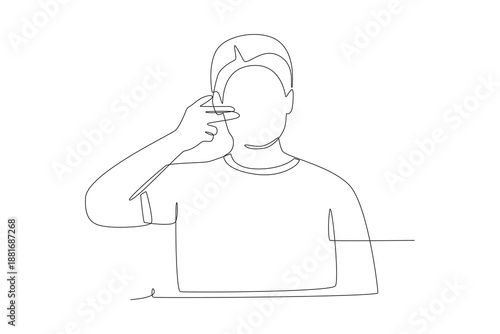 Men who use morning skincare. Morning skincare routine concept one-line drawing