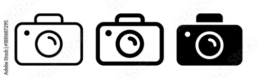 Set camera icons in varying thickness and fills