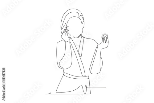 Women who use skincare in the morning. Morning skincare routine concept one-line drawing