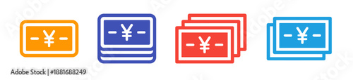 Set of colorful voucher design with yen symbol