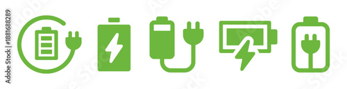 Set of energy charge icon with electric plug