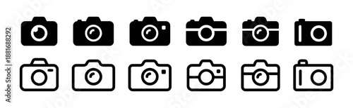 Set of different camera photography vector icons