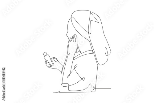 Women who use skincare in the morning. Morning skincare routine concept one-line drawing