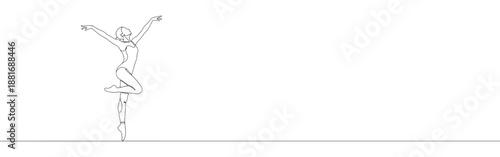 One continuous line drawing of a ballerina in a graceful pose, dancing. Minimalist style