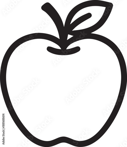 An illustrative depiction of a crisp, black outline apple, ready for your creative touch.