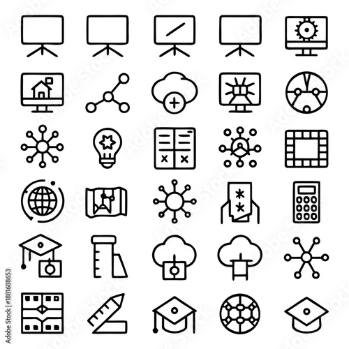 Educational technology vector icon set for web, ui, apps, and branding
