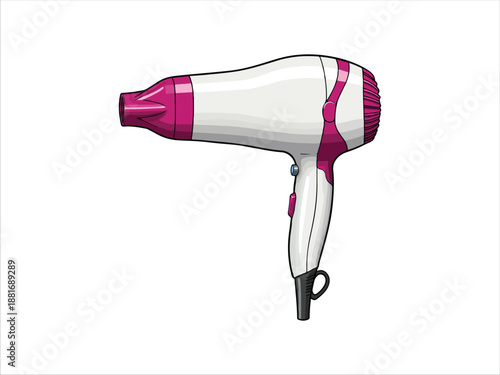 Pink and White Hair Dryer Isolated on Transparent Background