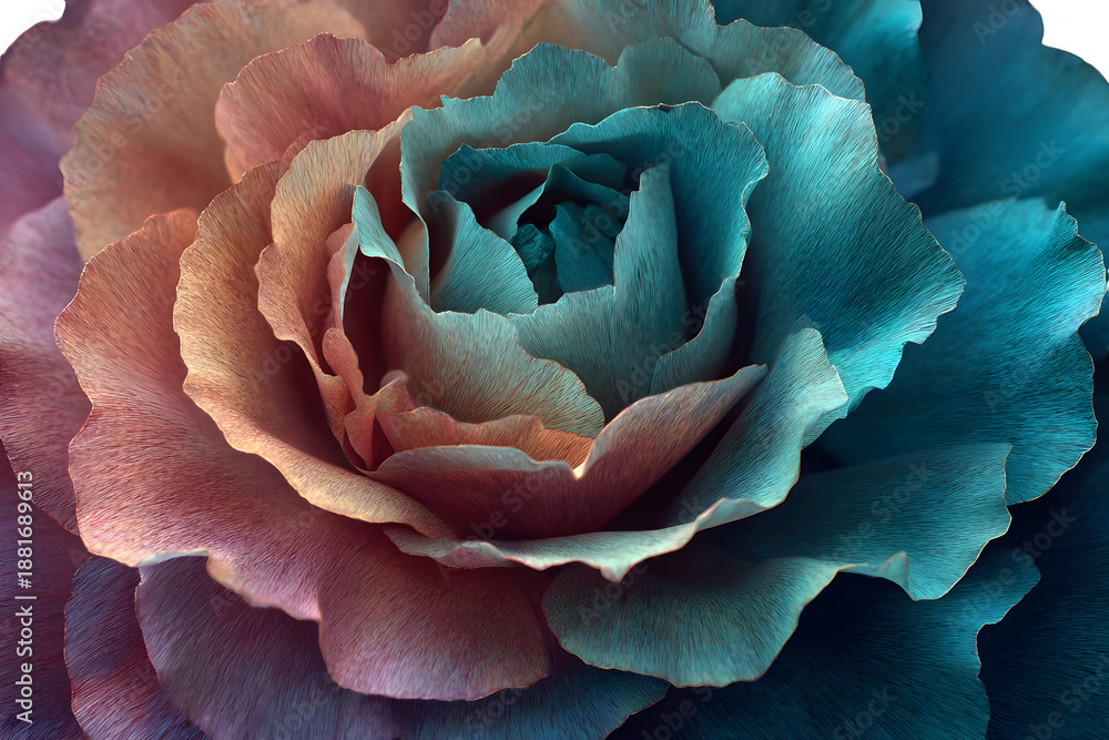 Fototapeta premium Vibrant ombre rose in close-up isolated on white background