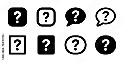 Set of question mark vector icons isolated on white background